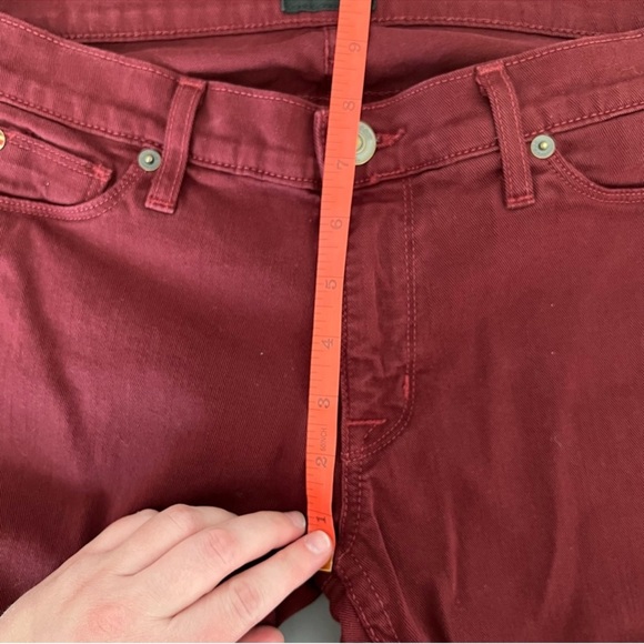 Hudson LouLu Burgundy Red Pink Tuxedo Stripe Low Rise Crop Skinny Jeans - Picture 15 of 16